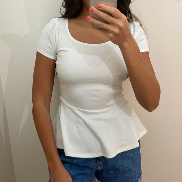 3 for $30 Tops White Peplum Tee - Picture 6 of 8